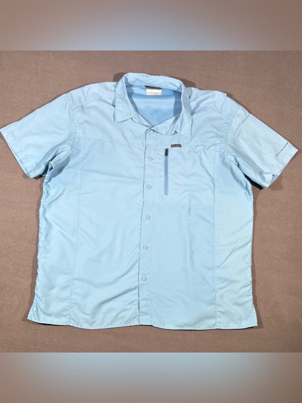 Columbia Omni-Shade Blue Short Sleeve Vented Fishing Shirt Men’s Size XL